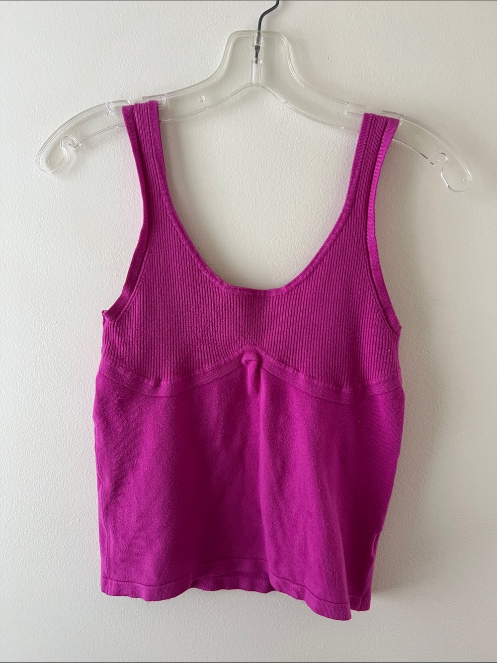 525 America Fuchsia Ribbed Scoop Tank Top